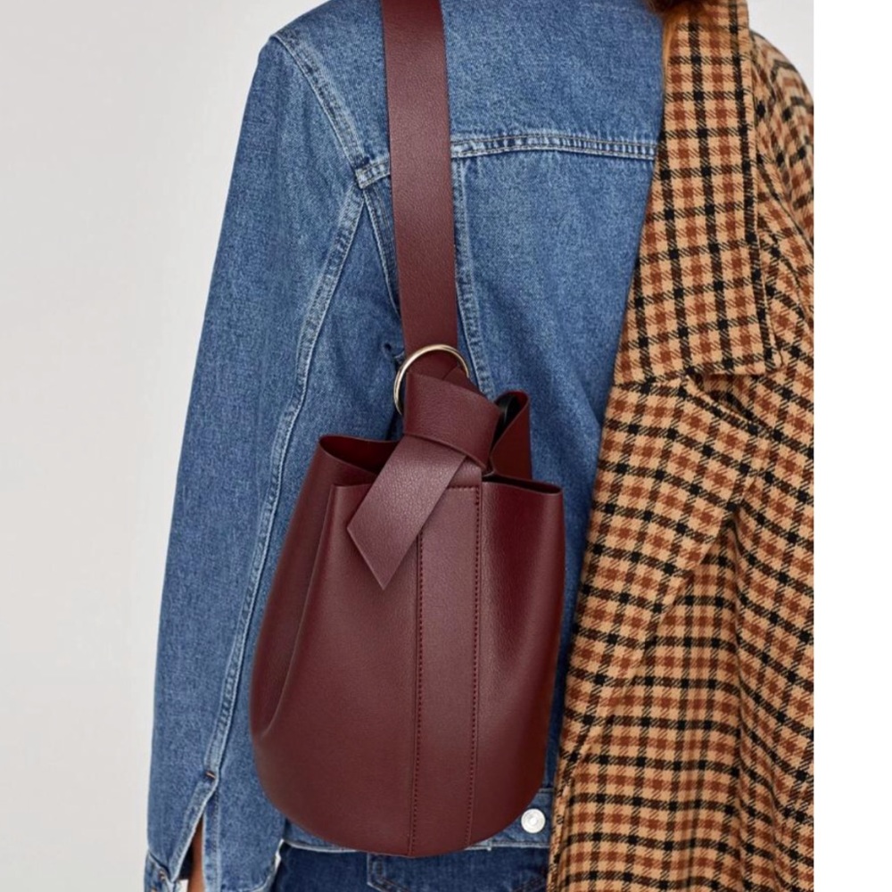 Zara Maroon Bucket Bag